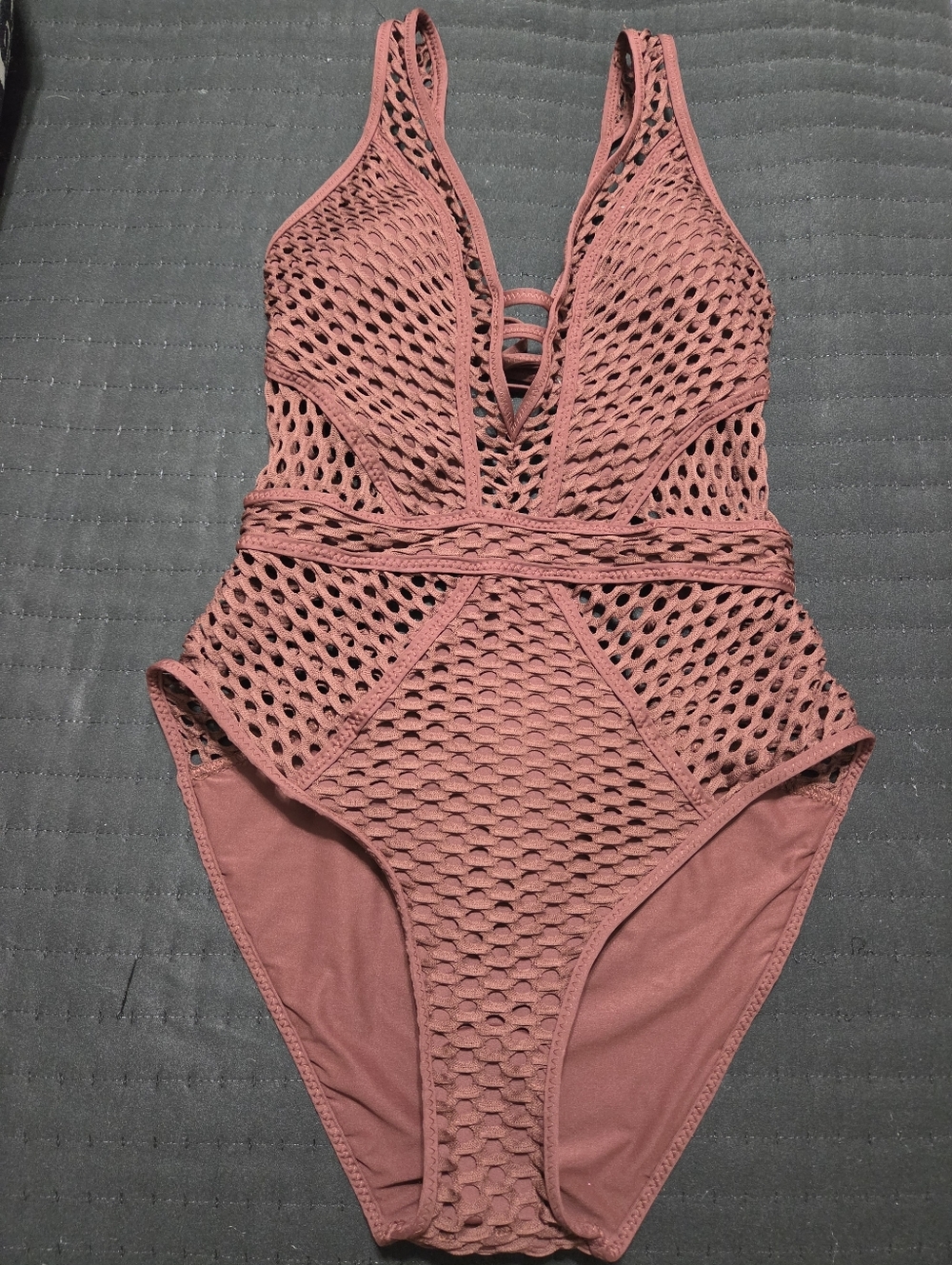 Becca - NWT Brown Crochet One-Piece Swimsuit - Women - Picture 7 of 9